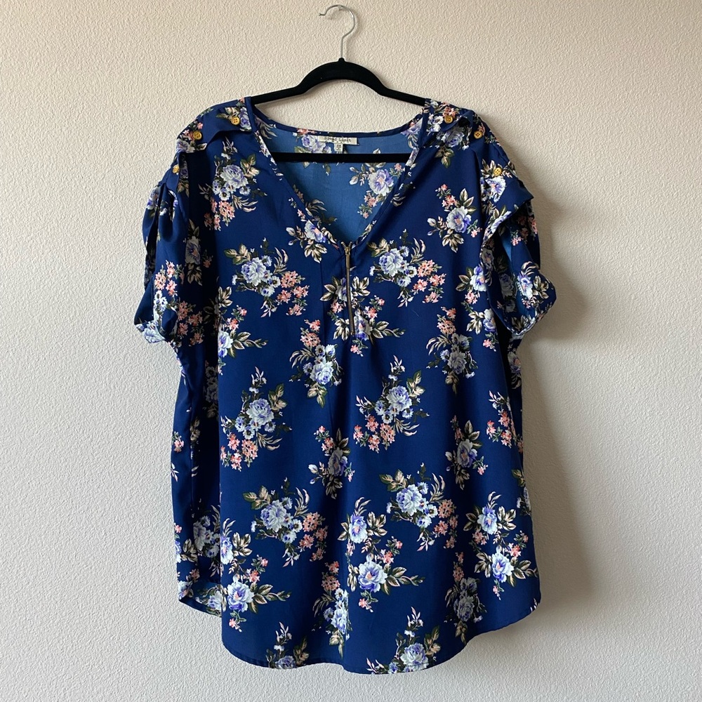 Blue floral blouse